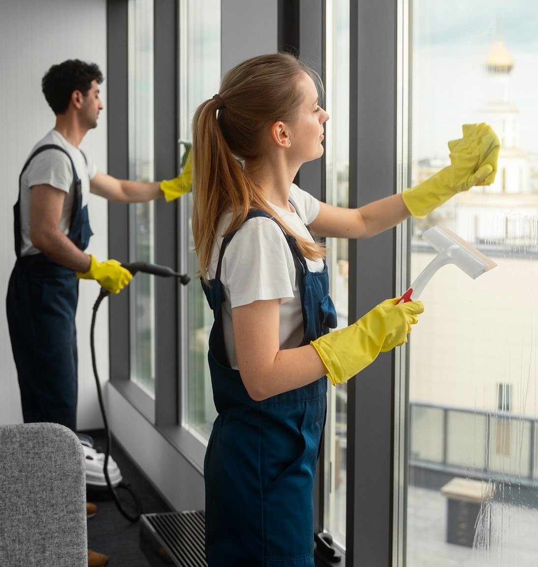 Pulizia vetri e vetrate di grandi edifici